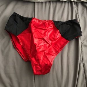 Rave with Mi Gente red high waisted bottoms